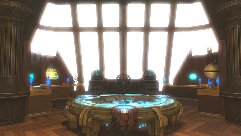 Wheel of Nhaama is the navigation deck, and is where the airship is being helmed. It features a glass wall to see the path.